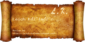 Leich Kálmán névjegykártya